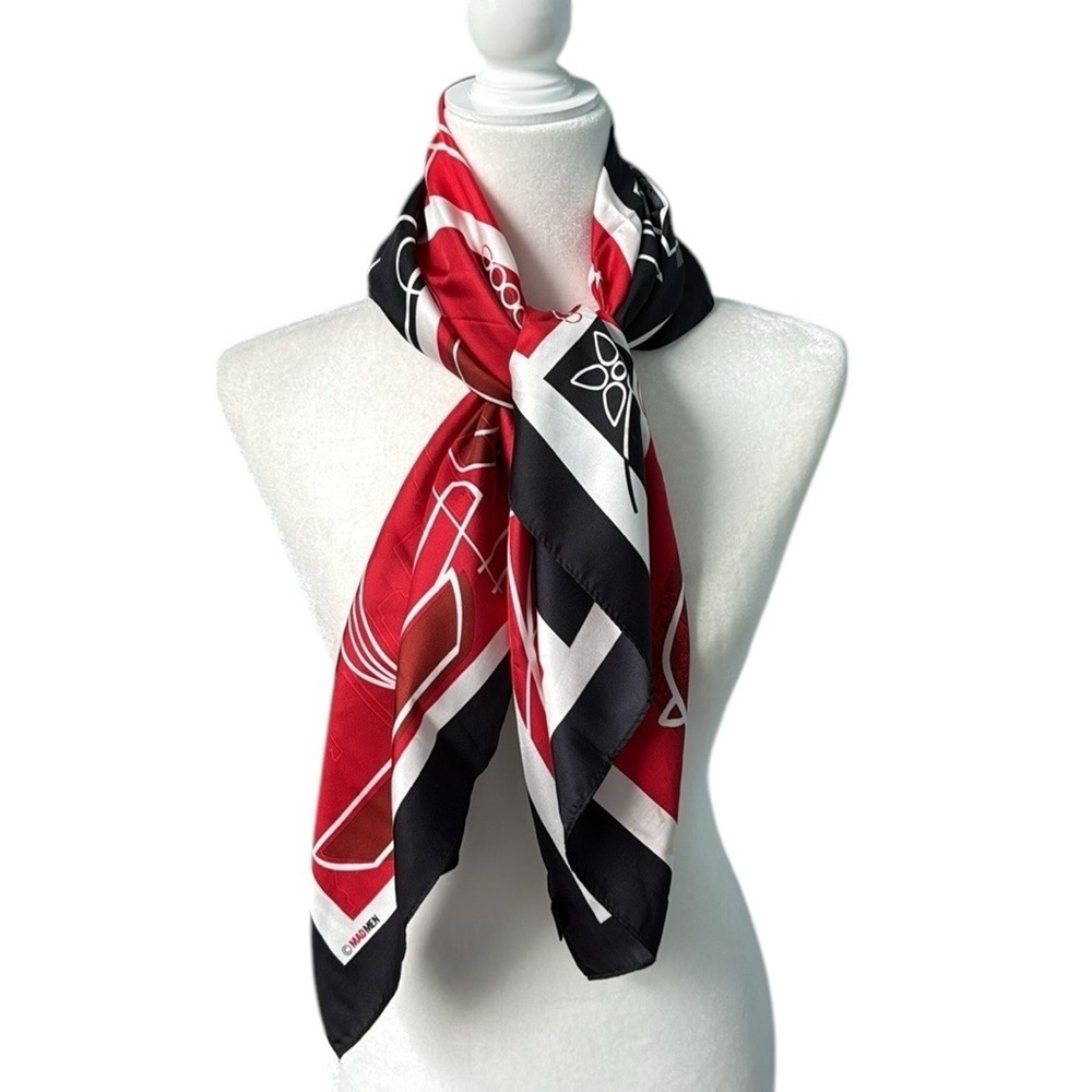 Mad Men Limited Edition Silk Collector Scarf End of an Era Red and Black - Picture 5 of 11